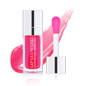 Plumping Lip Oil Lip Glow Oil Lip Gloss Oil Lip Stain Long Lasting Hydrating Non-sticky Big Brush Head Glitter Shine Clear Lip Oil Tinted for Lip Care -015 Cherry Red