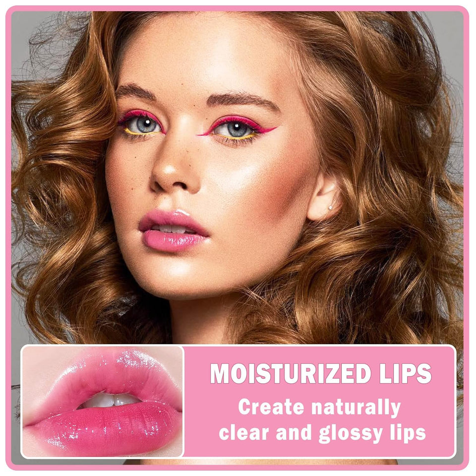 Plumping Lip Oil Lip Glow Oil Lip Gloss Oil Lip Stain Long Lasting Hydrating Non-sticky Big Brush Head Glitter Shine Clear Lip Oil Tinted for Lip Care -015 Cherry Red