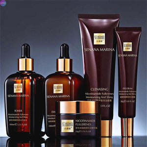 5Pcs/set Fullerene Nicotinamide Skin Care Set Moisturizing Hydrating Face Cream Shrink Pore Control Oil Facial Skin Care