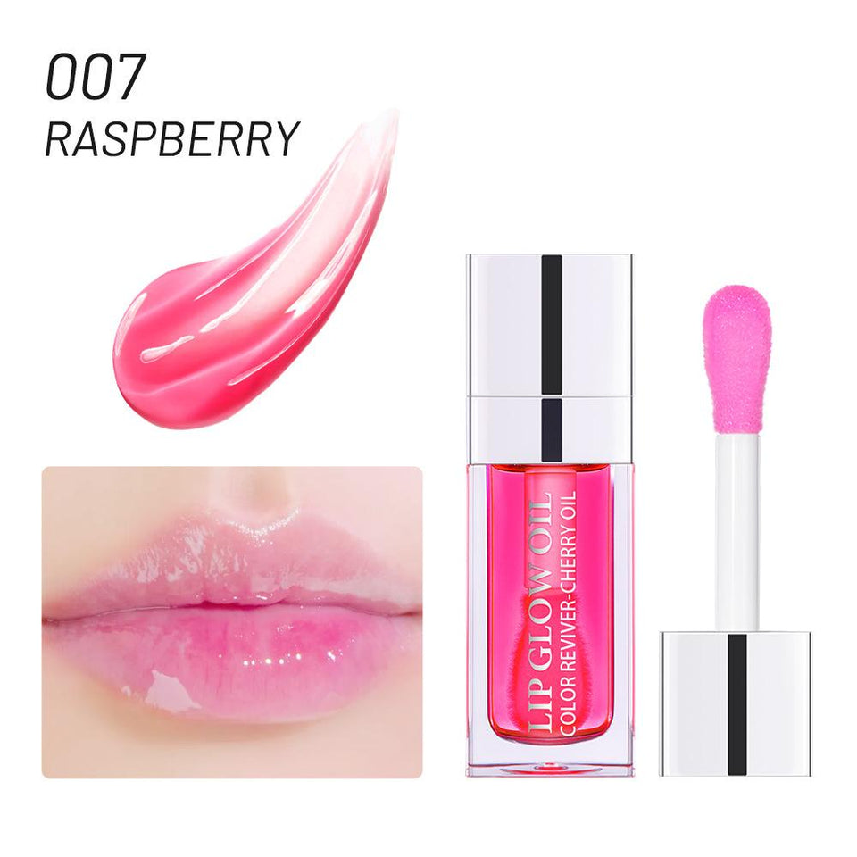 Plumping Lip Oil Lip Glow Oil Lip Gloss Oil Lip Stain Long Lasting Hydrating Non-sticky Big Brush Head Glitter Shine Clear Lip Oil Tinted for Lip Care -015 Cherry Red