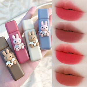 Set gincu baldu kalis air, cecair matte, tahan lama, comel dan melembapkan, solek lumpur bibir, 4 helai / set