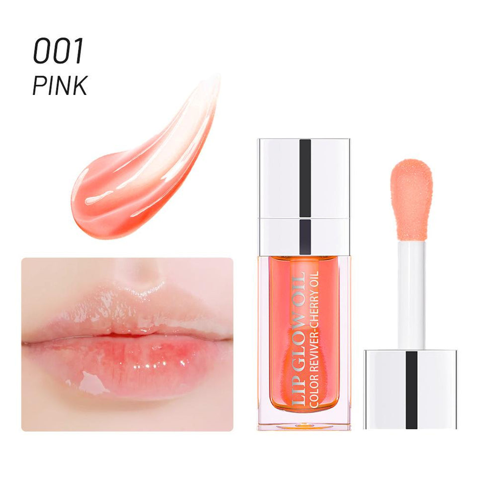 Plumping Lip Oil Lip Glow Oil Lip Gloss Oil Lip Stain Long Lasting Hydrating Non-sticky Big Brush Head Glitter Shine Clear Lip Oil Tinted for Lip Care -015 Cherry Red