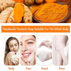 Facial Turmeric Soap, Turmeric Soap for Face and Body, Natural Handmade Turmeric Soap, Hydrating Face Soap for Acne & Spots, Vitamin A Hand Soap Bar, Face Bar Deep Cleansing Face Wash