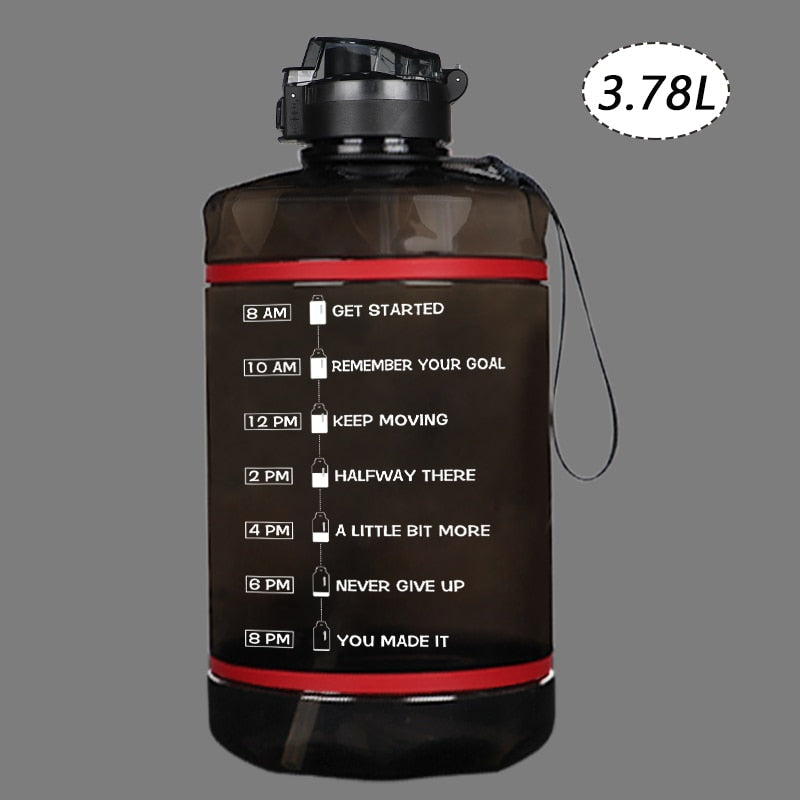 2.2/3.78L Gallon Water Bottle with Time Marker &amp; Straw, Motivational Water Jug BPA Free Leakproof Large Water Bottles Gym