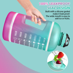 2.2/3.78L Gallon Water Bottle with Time Marker &amp; Straw, Motivational Water Jug BPA Free Leakproof Large Water Bottles Gym