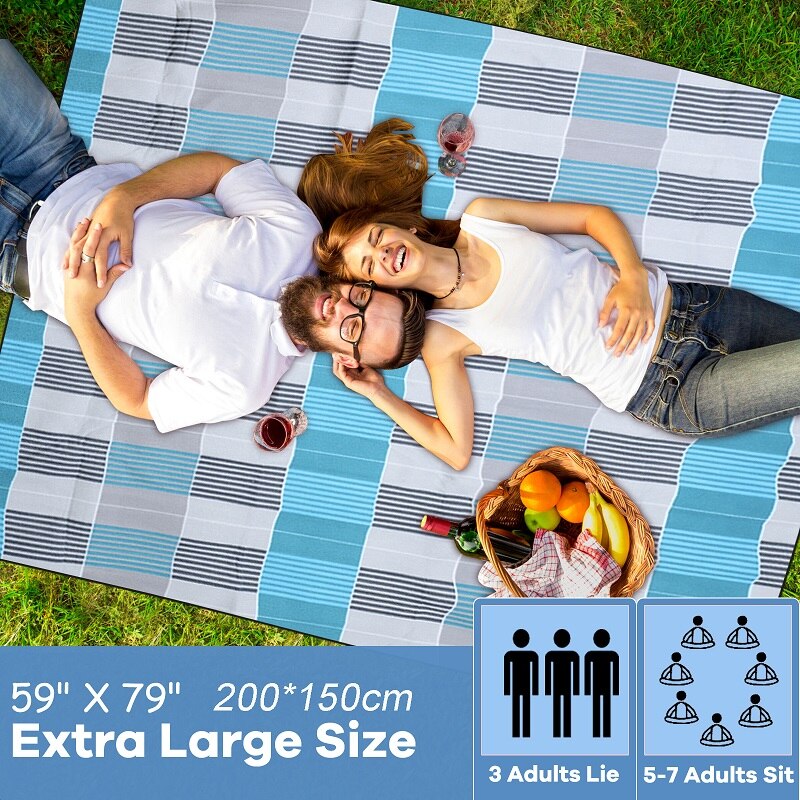 200cm*200cm Extra Large Picnic Blanket Floral Outdoor Picnic Beach Mat Foldable Thick Camping Mat Tent Ground Mat Trekking