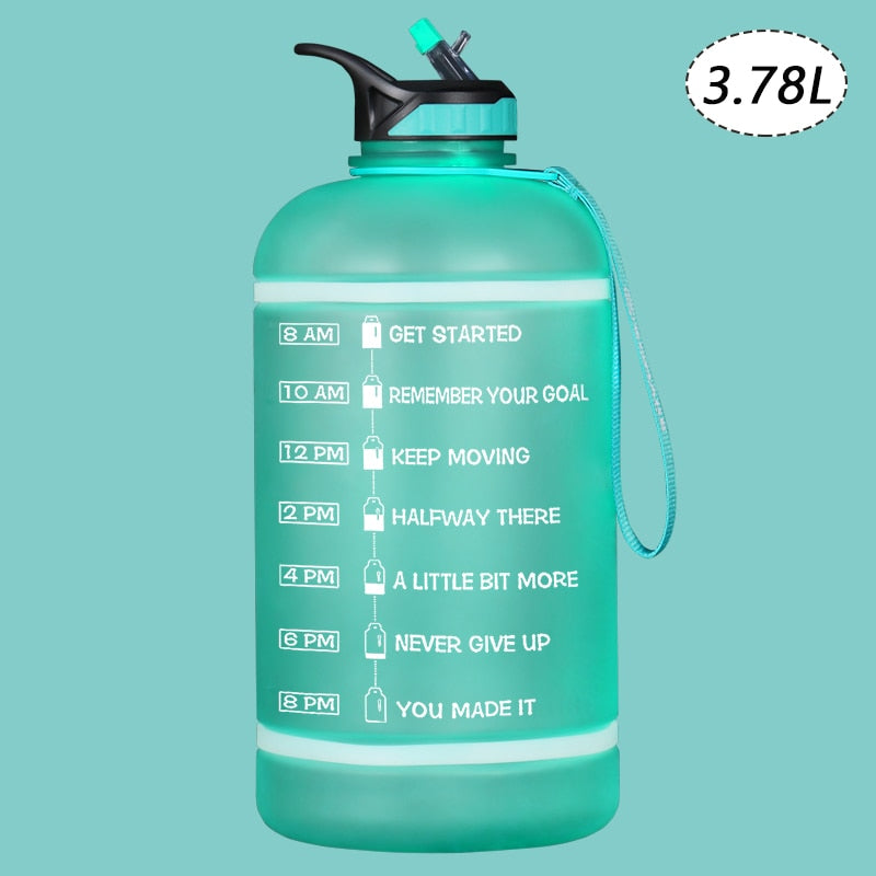 2.2/3.78L Gallon Water Bottle with Time Marker &amp; Straw, Motivational Water Jug BPA Free Leakproof Large Water Bottles Gym