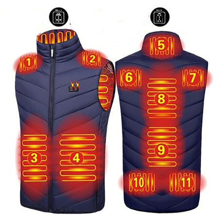 11PCS Heated vest Jacket Fashion Men Women Coat Intelligent USB Electric Heating Thermal Warm Clothes Winter Heated Vest  열선조끼