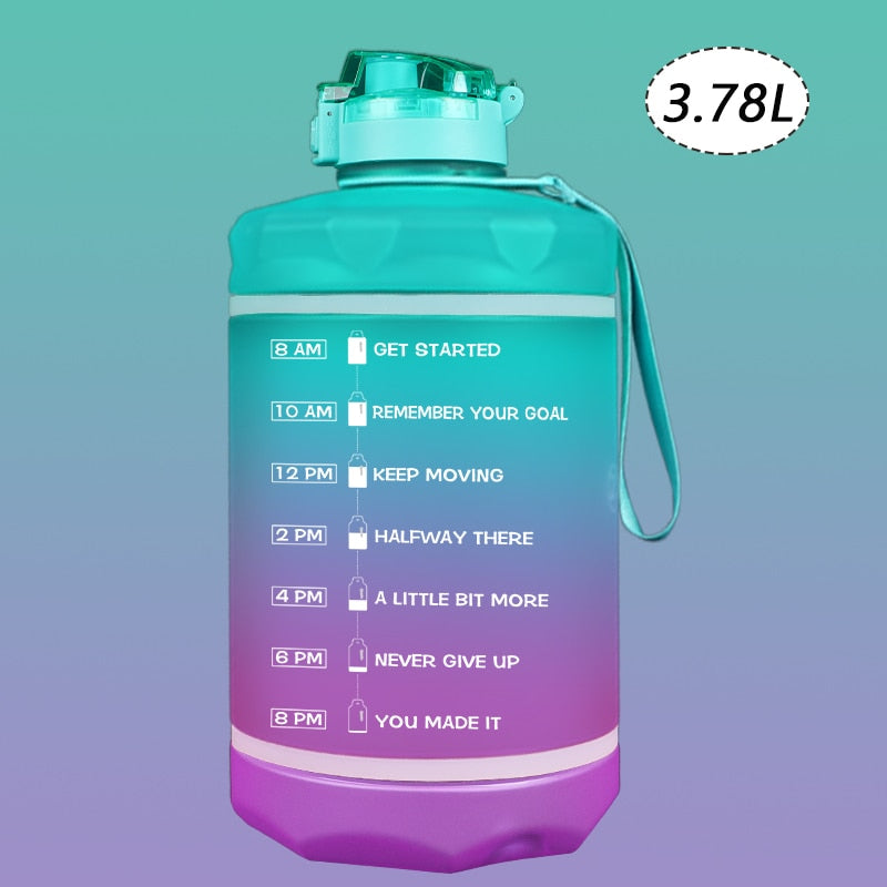 2.2/3.78L Gallon Water Bottle with Time Marker &amp; Straw, Motivational Water Jug BPA Free Leakproof Large Water Bottles Gym