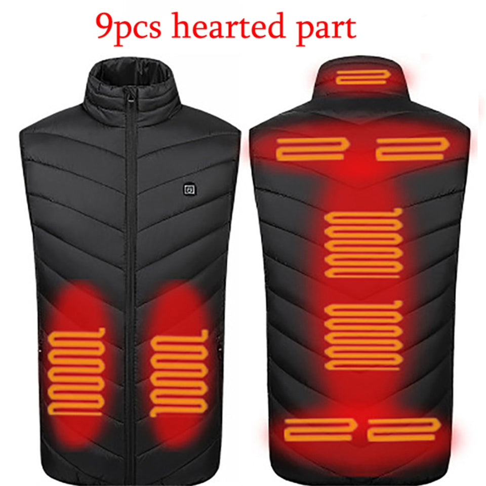 11PCS Heated vest Jacket Fashion Men Women Coat Intelligent USB Electric Heating Thermal Warm Clothes Winter Heated Vest  열선조끼