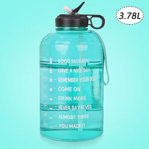 2.2/3.78L Gallon Water Bottle with Time Marker &amp; Straw, Motivational Water Jug BPA Free Leakproof Large Water Bottles Gym