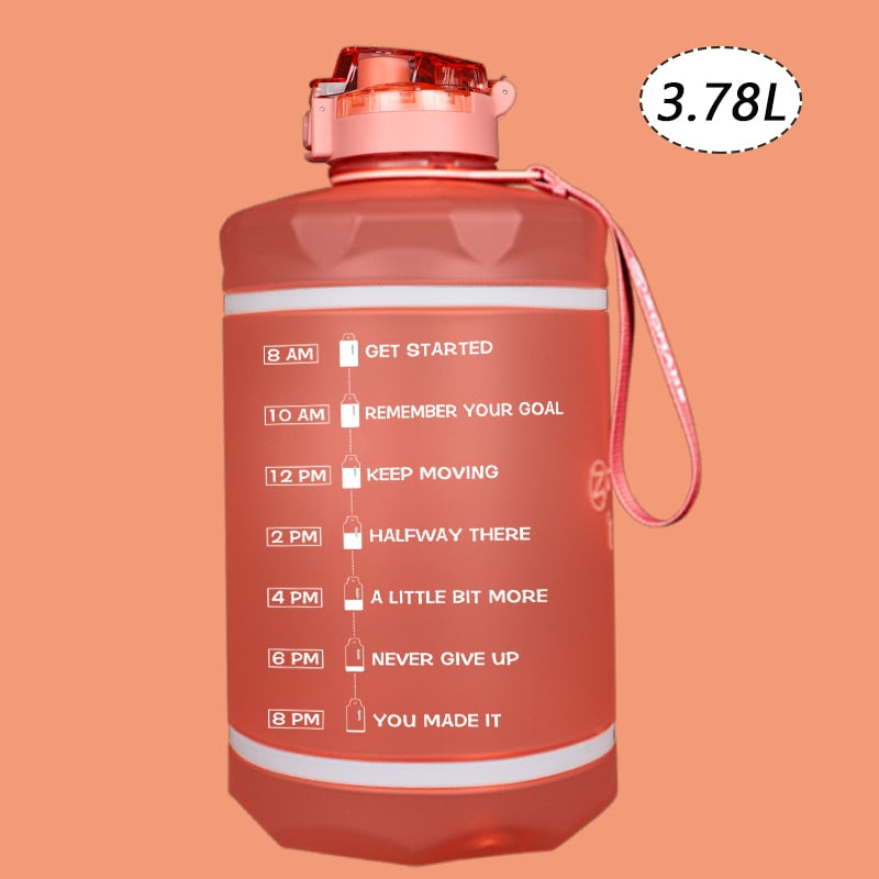 2.2/3.78L Gallon Water Bottle with Time Marker &amp; Straw, Motivational Water Jug BPA Free Leakproof Large Water Bottles Gym