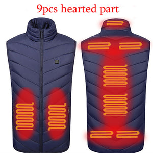 11PCS Heated vest Jacket Fashion Men Women Coat Intelligent USB Electric Heating Thermal Warm Clothes Winter Heated Vest  열선조끼