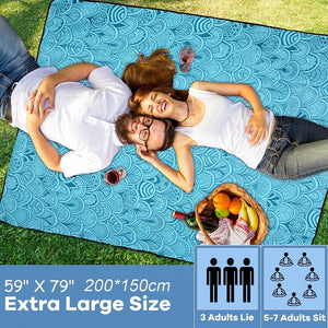 200cm*200cm Extra Large Picnic Blanket Floral Outdoor Picnic Beach Mat Foldable Thick Camping Mat Tent Ground Mat Trekking