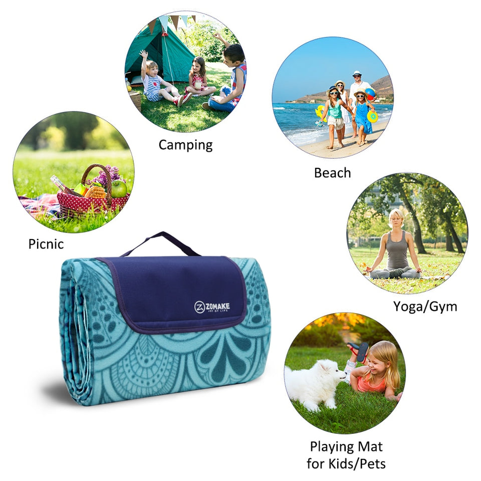 200cm*200cm Extra Large Picnic Blanket Floral Outdoor Picnic Beach Mat Foldable Thick Camping Mat Tent Ground Mat Trekking