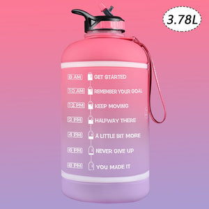 2.2/3.78L Gallon Water Bottle with Time Marker &amp; Straw, Motivational Water Jug BPA Free Leakproof Large Water Bottles Gym