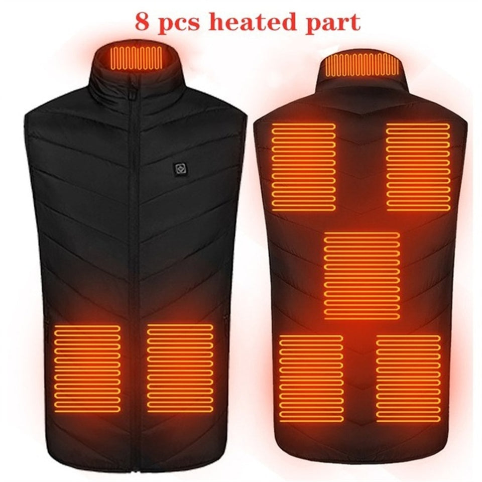 11PCS Heated vest Jacket Fashion Men Women Coat Intelligent USB Electric Heating Thermal Warm Clothes Winter Heated Vest  열선조끼