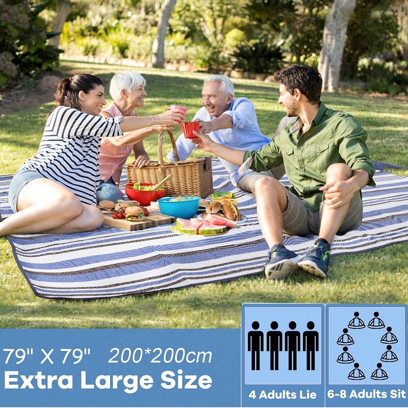 200cm*200cm Extra Large Picnic Blanket Floral Outdoor Picnic Beach Mat Foldable Thick Camping Mat Tent Ground Mat Trekking