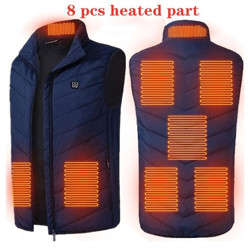 11PCS Heated vest Jacket Fashion Men Women Coat Intelligent USB Electric Heating Thermal Warm Clothes Winter Heated Vest  열선조끼